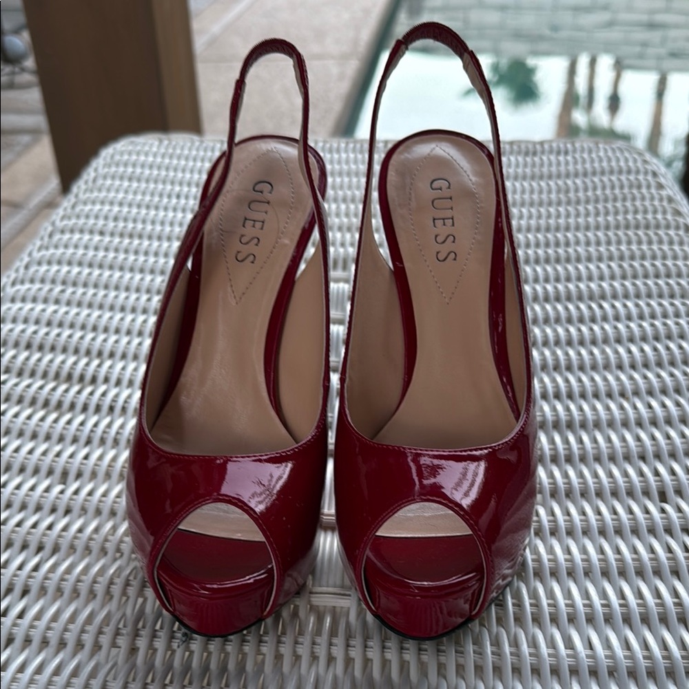 Guess Red Patent Leather Heels